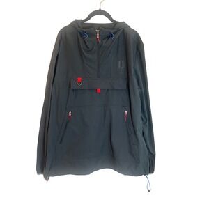 Topo Designs Mens XL Windbreaker Anorak Jacket Black Half Zip Pullover Hooded